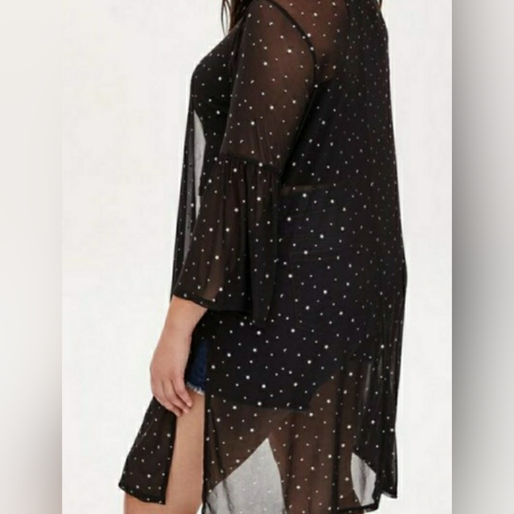 Torrid Mesh Sparkle Glitter Bell Sleeve Cover Up - Picture 2 of 6